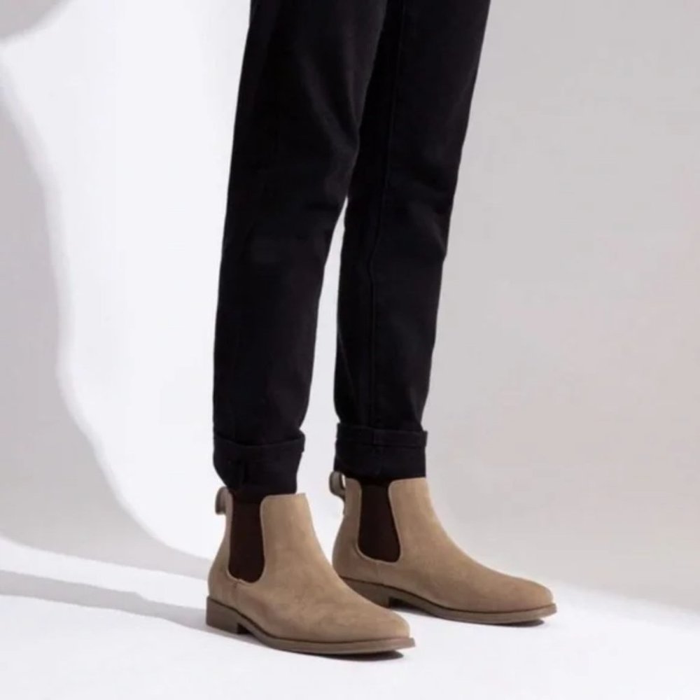 New Men's Chelsea Boots Casual Suede Fall Ankle Boots Simple, Mushroom - Picture 3 of 10